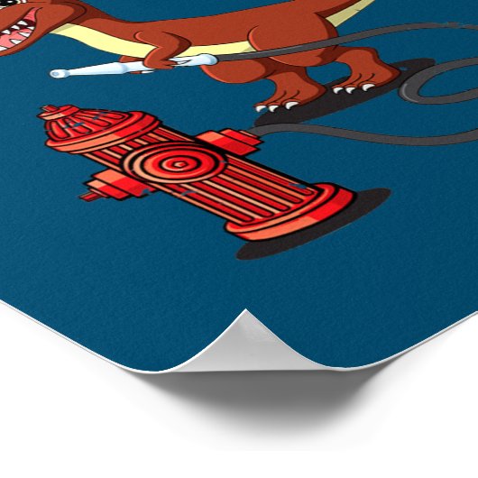 Firesaurus Rex Firefighter T Rex Dinosaurier Firem Poster (Ecke)