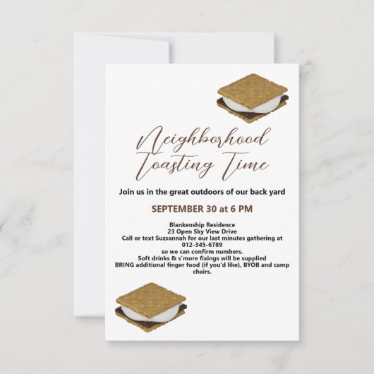 Fireside S'Mores Ansammlung Digitaler Download Einladung (Vorderseite)