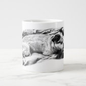 Fireside Terrier auf dem Winter-Decken Jumbo-Tasse (Vorderseite)