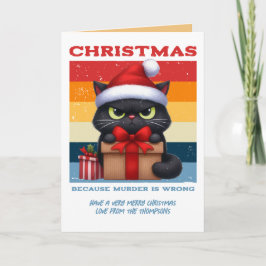 Fireside Vintage Funny Cat Retro Christmas Photo Feiertagskarte