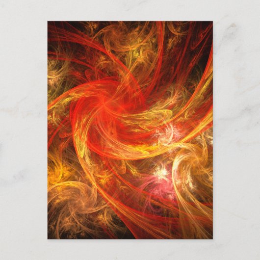 Firestorm Moderne Abstrakte Kunst Rot Gold Energie Postkarte (Vorderseite)