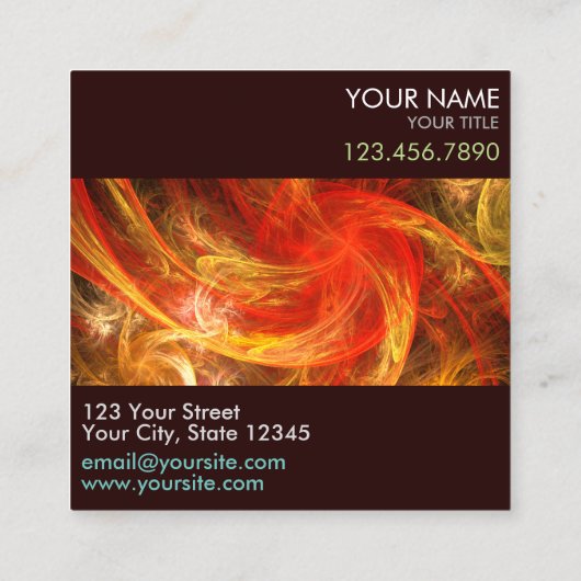Firestorm Nova Abstrakte Kunst Beruflich Quadratische Visitenkarte (Rückseite)