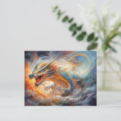 Firestorm Wrath – Chinese Airbrush Dragon in Flame Postkarte (Stehend Vorderseite)
