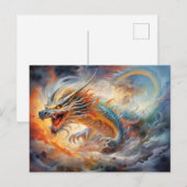 Firestorm Wrath – Chinese Airbrush Dragon in Flame Postkarte (Vorne/Hinten)