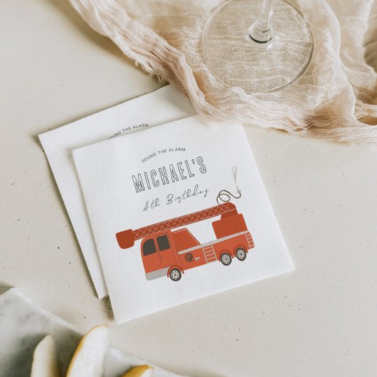 Firetruck Birthday Paper Napkin Serviette
