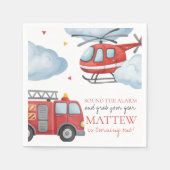 Firetruck Birthday Party Napkin Serviette (Vorderseite)