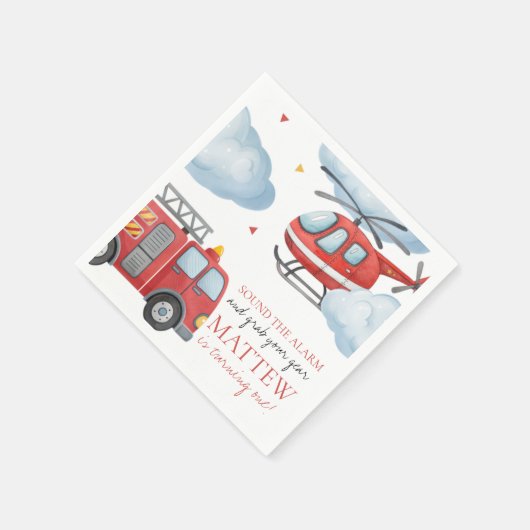 Firetruck Birthday Party Napkin Serviette (Ecke)
