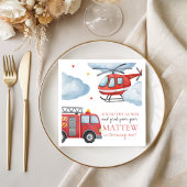 Firetruck Birthday Party Napkin Serviette