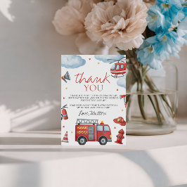 Firetruck Birthday Thank You Card Einladung