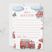 Firetruck Birthday Time Capsule Card Einladung (Vorderseite)