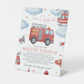Firetruck Birthday Time Capsule Sign Sockelschild (Vorderseite)