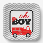 Firetruck Boy Baby ShowParty Pappteller (Vorderseite)