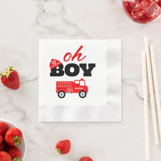 Firetruck Boy Baby ShowParty Serviette (Beispiel)