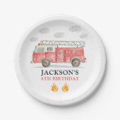 Firetruck Calling All Firefigthers Boy Birthday Pappteller (Vorderseite)