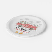 Firetruck Calling All Firefigthers Boy Birthday Pappteller (Schrägansicht)