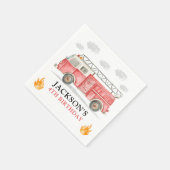 Firetruck Calling All Firefigthers Boy Birthday Serviette (Ecke)