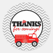 Firetruck Danke Gastgeschenk Stickers (Vorderseite)