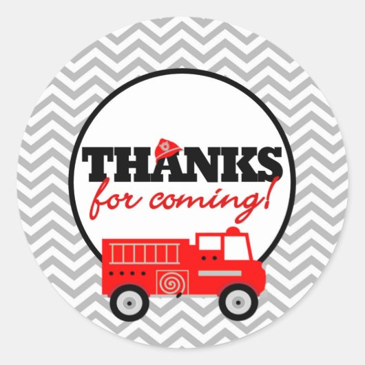 Firetruck Danke Gastgeschenk Stickers (Vorderseite)