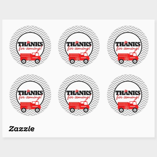 Firetruck Danke Gastgeschenk Stickers (Blatt)