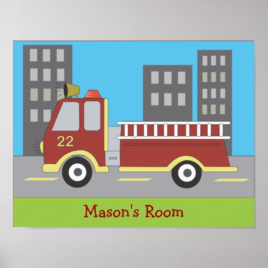 FIRETRUCK Fire Motor Boys Room Print Poster (Vorne)