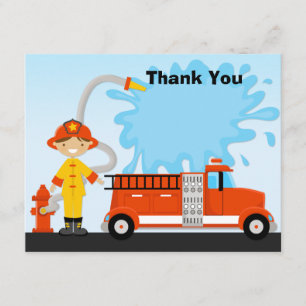 Firetruck-Geburtstags-Party danken Ihnen zu Dankeskarte