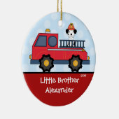 Firetruck-kleiner Bruder-Weihnachtsverzierung Keramik Ornament (Rechts)