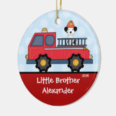 Firetruck-kleiner Bruder-Weihnachtsverzierung Keramik Ornament (Links)