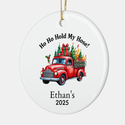 Firetruck Ornament, Firefighter Ornament, Fireman  Keramik Ornament (Links)