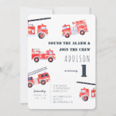 Firetrucks Birthday Einladung (Vorderseite)