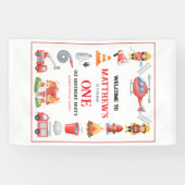 Firetrucks Boy 1st Birthday | Cute Little party Banner (Horizontal)