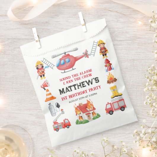 Firetrucks Boy 1st Birthday | Cute Little party Geschenktütchen (Ausgeschnitten)