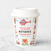 Firetrucks Boy 1st Birthday | Cute Little party Pappbecher (Vorderseite)