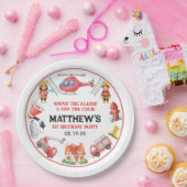 Firetrucks Boy 1st Birthday | Cute Little party Pappteller (Party)