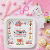 Firetrucks Boy 1st Birthday | Cute Little party Pappteller (Party)