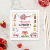 Firetrucks Boy 1st Birthday | Cute Little party Serviette (Beispiel)