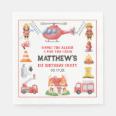 Firetrucks Boy 1st Birthday | Cute Little party Serviette (Vorderseite)
