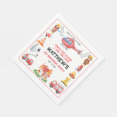 Firetrucks Boy 1st Birthday | Cute Little party Serviette (Ecke)