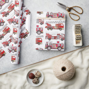 Firetrucks Wrapping Paper Geschenkpapier