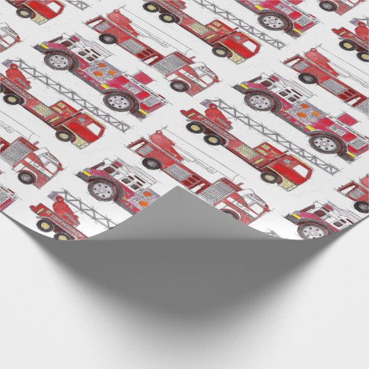 Firetrucks Wrapping Paper Geschenkpapier (Ecke)