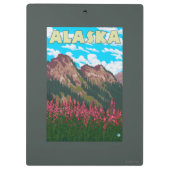 Fireweed mit GebirgsVintagem Reise-Plakat Klemmbrett (Rückseite)