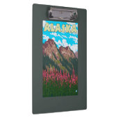 Fireweed mit GebirgsVintagem Reise-Plakat Klemmbrett (Rechts)