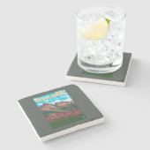 Fireweed mit GebirgsVintagem Reise-Plakat Steinuntersetzer (Seitenansicht)