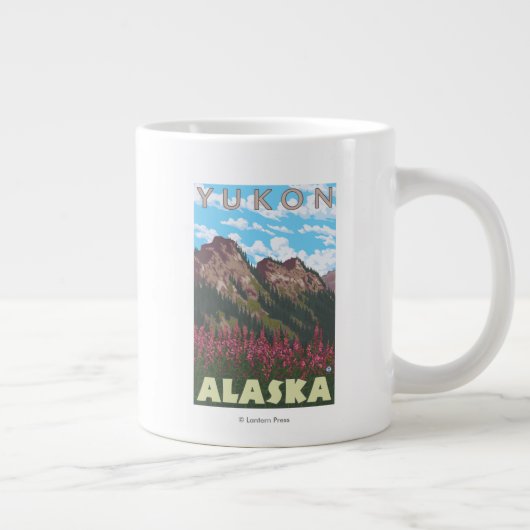 Fireweed & Mountains - Yukon, Alaska Jumbo-Tasse (Rechts)