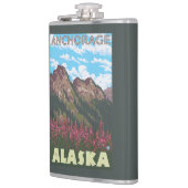 Fireweed u. Berge - Anchorage, Alaska Flachmann (Links)