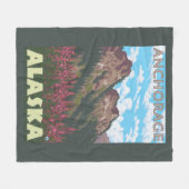 Fireweed u. Berge - Anchorage, Alaska Fleecedecke (Vorderseite (Horizontal))