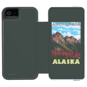 Fireweed u. Berge - Anchorage, Alaska Incipio iPhone Geldbeutel-Hülle (Folio Geöffnet)