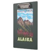 Fireweed u. Berge - Anchorage, Alaska Klemmbrett (Links)