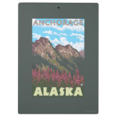 Fireweed u. Berge - Anchorage, Alaska Klemmbrett (Rückseite)