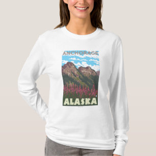 Fireweed u. Berge - Anchorage, Alaska T-Shirt