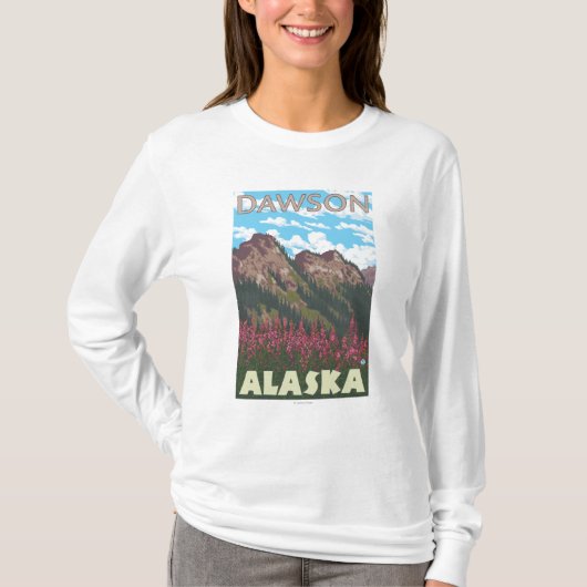 Fireweed u. Berge - Dawson, Alaska T-Shirt (Vorderseite)